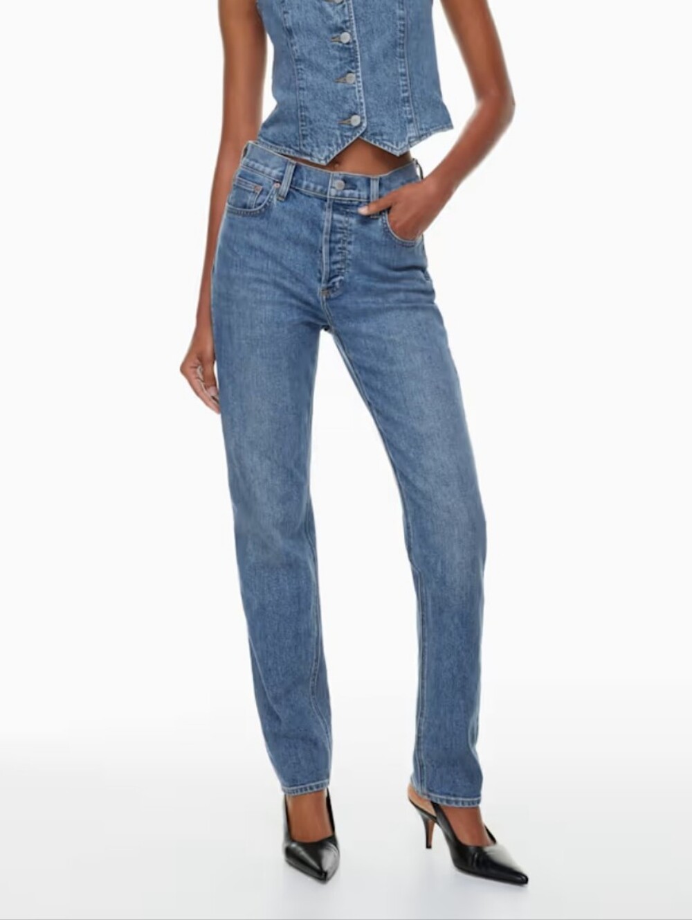 Aritzia Denim Forum 90s Hi-Rise Drainpipe Slim Jeans 28 Button Fly Straight